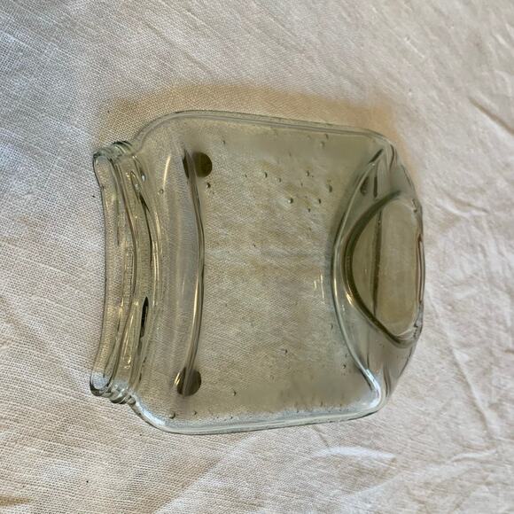 Spoon Utensil Rest Trinket Soap Dish Melted Glass Jar Recycled Art Repurposed - Picture 3 of 8